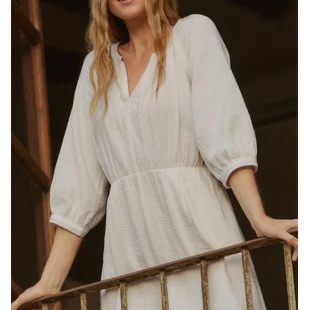 Women's Organic Cotton Sea Salt Coastal Double Gauze Peasant Dress